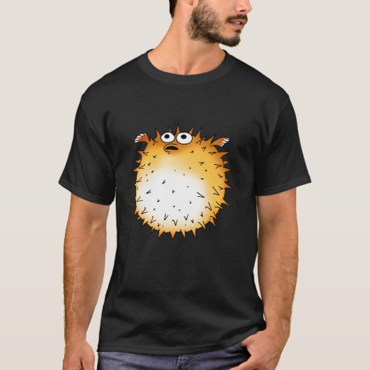 Funny Cartoon Puffer Fish Design T-Shirt (Vorderseite)