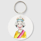 Funny Cartoon Queen Elizabeth II. Schlüsselanhänger (Vorderseite)