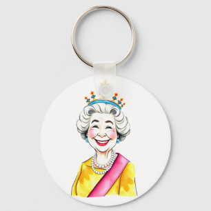 Funny Cartoon Queen Elizabeth II. Schlüsselanhänger