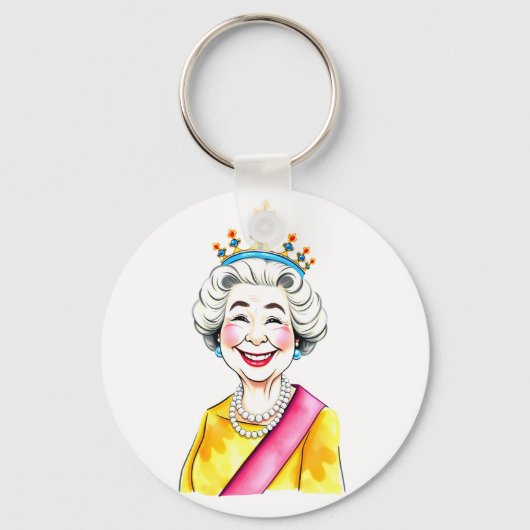 Funny Cartoon Queen Elizabeth II. Schlüsselanhänger (Vorderseite)