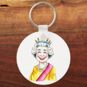 Funny Cartoon Queen Elizabeth II. Schlüsselanhänger (Rückseite)