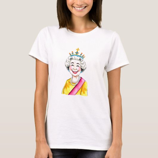 Funny Cartoon Queen Elizabeth II. T-Shirt (Vorderseite)