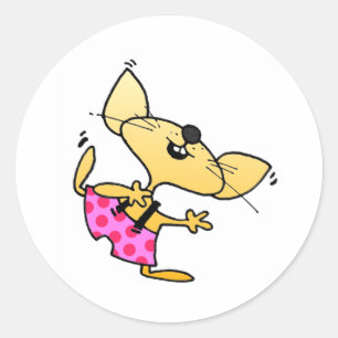 Funny Cartoon Rats Dance Runder Aufkleber