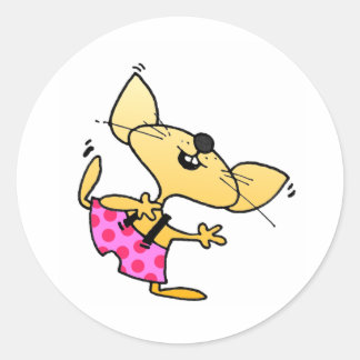 Funny Cartoon Rats Dance Runder Aufkleber