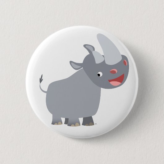 Funny Cartoon Rhino Button Abzeichen (Vorderseite)