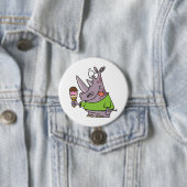 Funny Cartoon Rhino Eating Ice Süße Tier Button (Beispiel)