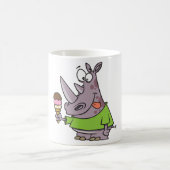 Funny Cartoon Rhino Eating Ice Süße Tier Kaffeetasse (Mittel)