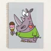 Funny Cartoon Rhino Eating Ice Süße Tier Planer (Vorderseite)