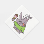 Funny Cartoon Rhino Eating Ice Süße Tier Serviette (Ecke)
