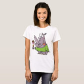 Funny Cartoon Rhino Eating Ice Süße Tier T-Shirt (Vorne ganz)