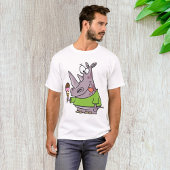 Funny Cartoon Rhino Eating Ice Süße Tier T-Shirt