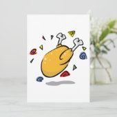 Funny Cartoon Roast Chicken Falling Einladung (Stehend Vorderseite)