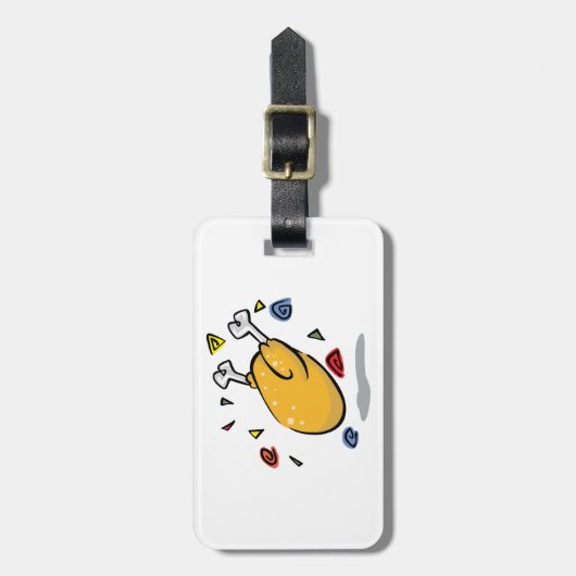 Funny Cartoon Roast Chicken Falling Gepäckanhänger (Vorderseite vertikal)