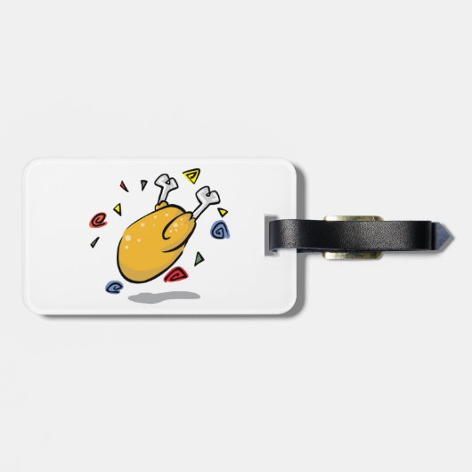 Funny Cartoon Roast Chicken Falling Gepäckanhänger (Rückseite horizontal)