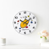 Funny Cartoon Roast Chicken Falling Große Wanduhr