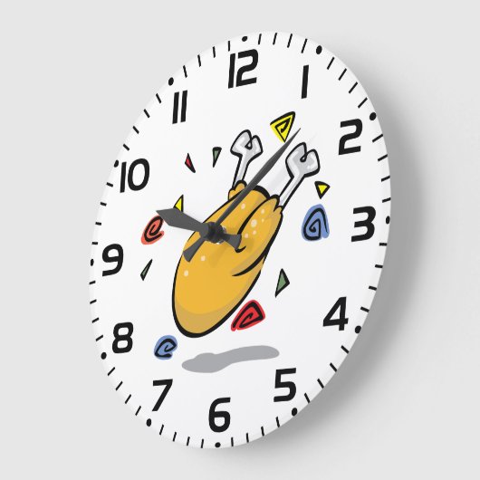 Funny Cartoon Roast Chicken Falling Große Wanduhr (Winkel)