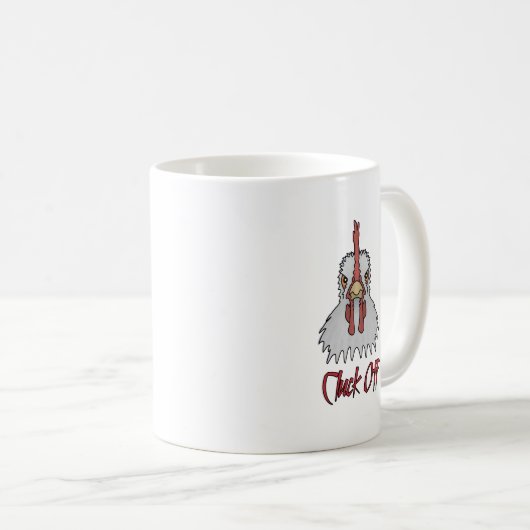 Funny Cartoon Rooster Cluck Off Coffee Tasse (VorderseiteRechts)