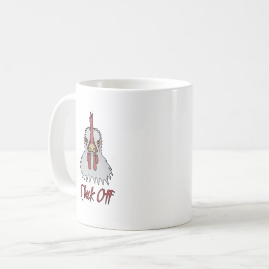 Funny Cartoon Rooster Cluck Off Coffee Tasse (Vorderseite Links)