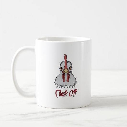 Funny Cartoon Rooster Cluck Off Coffee Tasse (Links)
