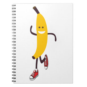 Funny Cartoon Running Banana Notizblock