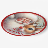 Funny Cartoon Santa Claus Christmas Paper Plates Pappteller (Schrägansicht)