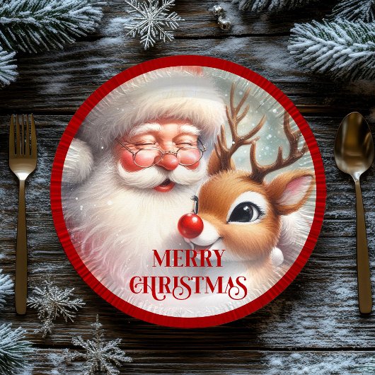 Funny Cartoon Santa Claus Christmas Paper Plates Pappteller