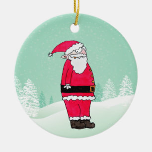 Funny Cartoon Santa Claus Keramik Ornament