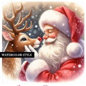 Funny Cartoon Santa Rudolph Christmas Drink Coaste Rechteckiger Pappuntersetzer