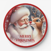 Funny Cartoon Santa Rudolph Kids Christmas Plates Pappteller (Vorderseite)