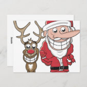 Funny Cartoon Santa und Rudolph Feiertagskarte (Vorne/Hinten)