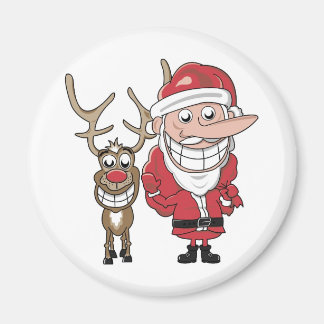 Funny Cartoon Santa und Rudolph Magnet