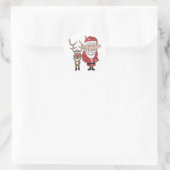 Funny Cartoon Santa und Rudolph Runder Aufkleber (Tasche)
