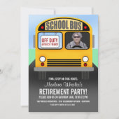 Funny Cartoon School Bus Driver Retirement Party Einladung (Vorderseite)