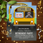 Funny Cartoon School Bus Driver Retirement Party Einladung