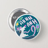 Funny Cartoon schreiend Possum Button (Vorne & Hinten)