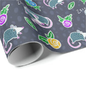 Funny Cartoon schreiend Possummen & Blume Geschenkpapier (Rolleneckpunkt)