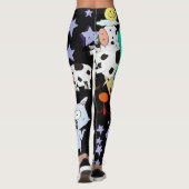 Funny Cartoon schwarz-gelb-grüne Sterne Leggings (Rückseite)