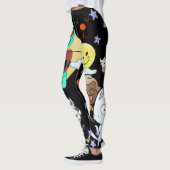 Funny Cartoon schwarz-gelb-grüne Sterne Leggings (Links)
