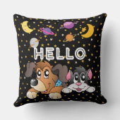 Funny Cartoon Schwarzes Universum Kinder Kinderzim Kissen (Rückseite)