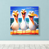 Funny Cartoon Seagull Art Leinwanddruck (Insitu (Holzboden))