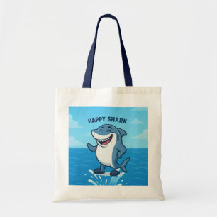 Funny Cartoon Shark in Slippers - Happy Shark Tragetasche