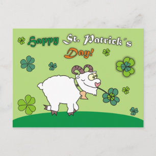 Funny Cartoon Sheep St.Patricks Day Postcards Postkarte