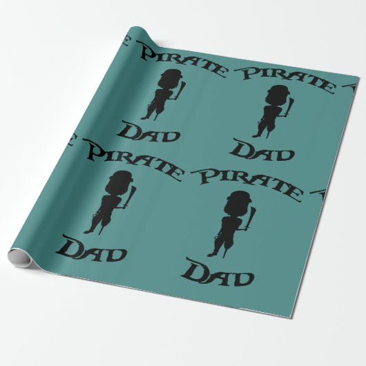 Funny Cartoon Silhouette Pirate Vater Geschenkpapier (Ungerollt)