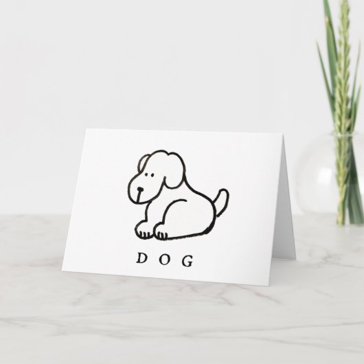 Funny Cartoon Sitting Dog Folded Greeting Card Karte (Vorderseite)