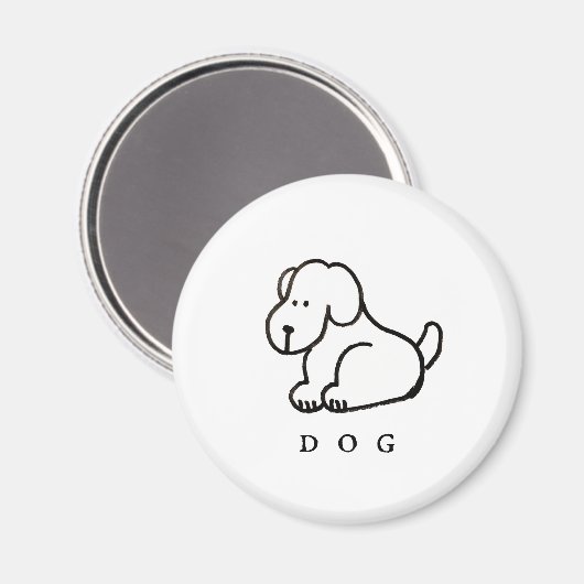 Funny Cartoon Sitting Dog Magnet (Vorderseite/Rückseite)