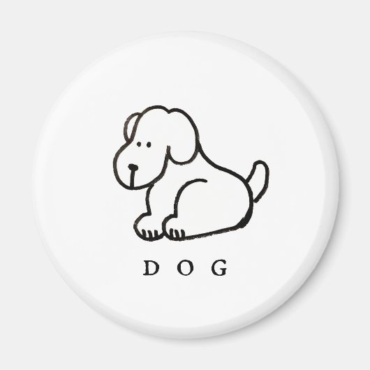 Funny Cartoon Sitting Dog Magnet (Vorne)
