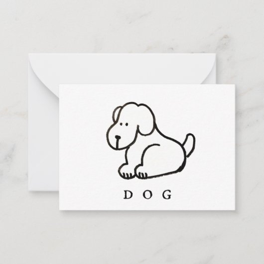 Funny Cartoon Sitting Dog Mitteilungskarte (Vorderseite)