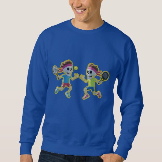 Funny Cartoon Skeletons Playing Padel Tennis – 3D Sweatshirt (Vorderseite)