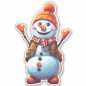 Funny Cartoon Snowman Aufkleber (Vorderseite)