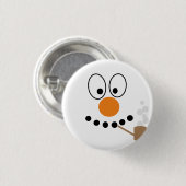 Funny Cartoon Snowman Face Weihnachten Button (Vorne & Hinten)